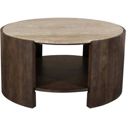 Solstice Brown Travertine And Mango Wood Coffee Table