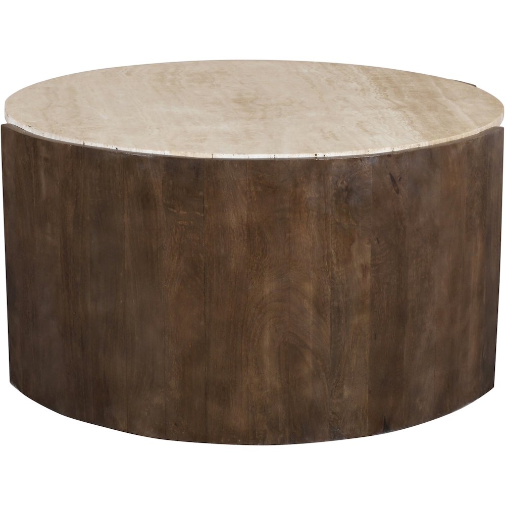 Solstice Brown Travertine And Mango Wood Coffee Table