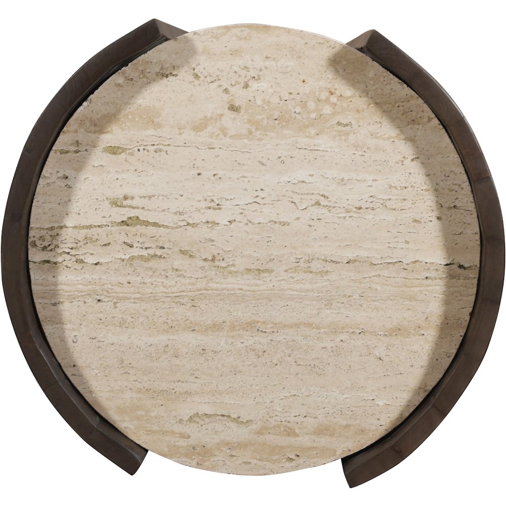 Solstice Brown Travertine And Mango Wood End Table