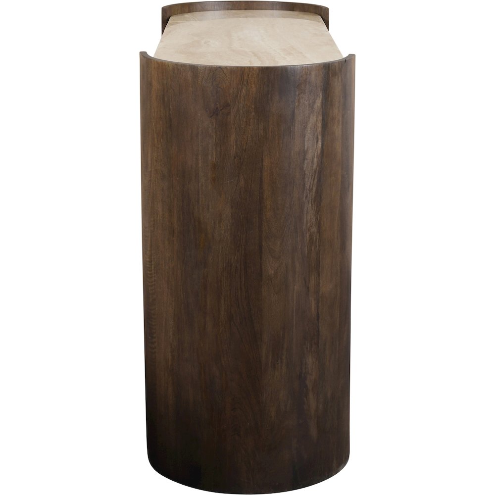 Solstice Brown Travertine And Mango Wood Console Table