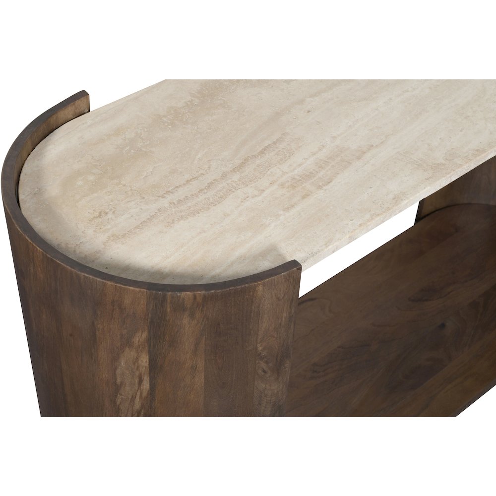 Solstice Brown Travertine And Mango Wood Console Table