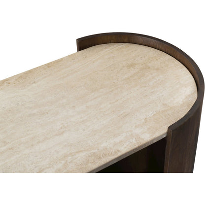 Solstice Brown Travertine And Mango Wood Console Table