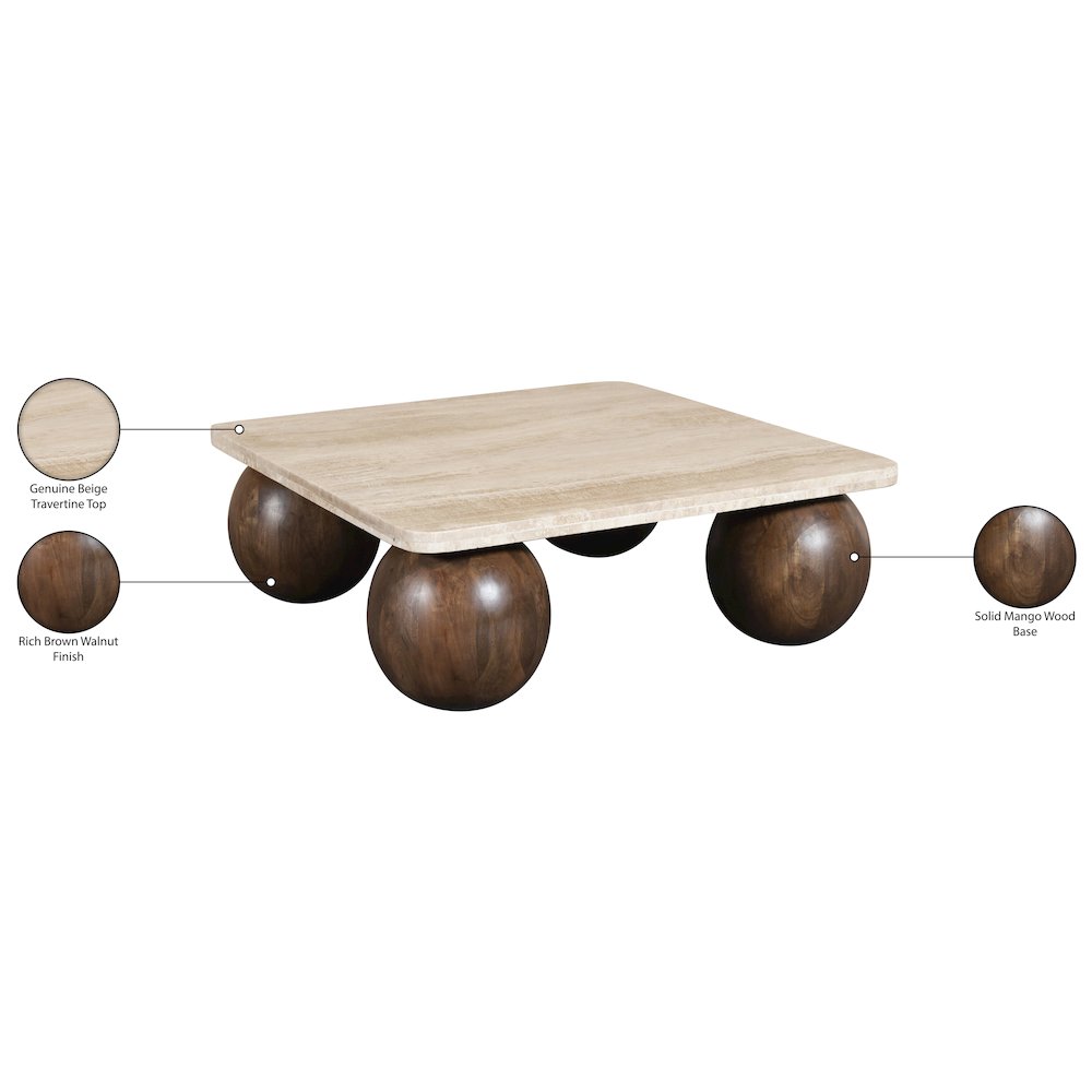 Strata Brown Travertine And Mango Wood Coffee Table
