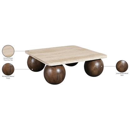 Strata Brown Travertine And Mango Wood Coffee Table
