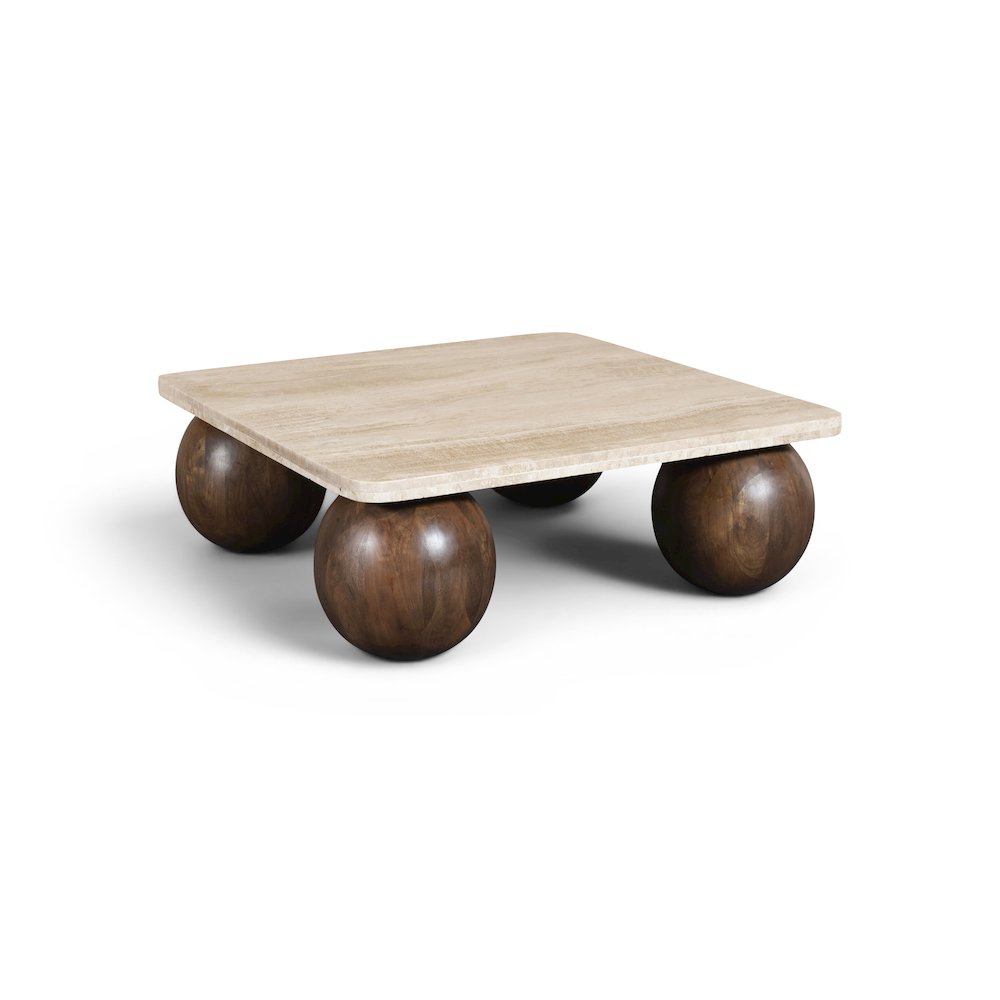 Strata Brown Travertine And Mango Wood Coffee Table
