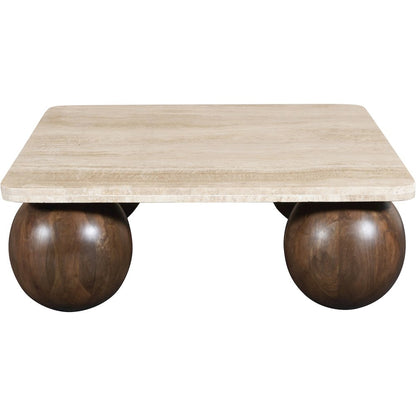 Strata Brown Travertine And Mango Wood Coffee Table