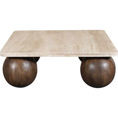 Strata Brown Travertine And Mango Wood Coffee Table