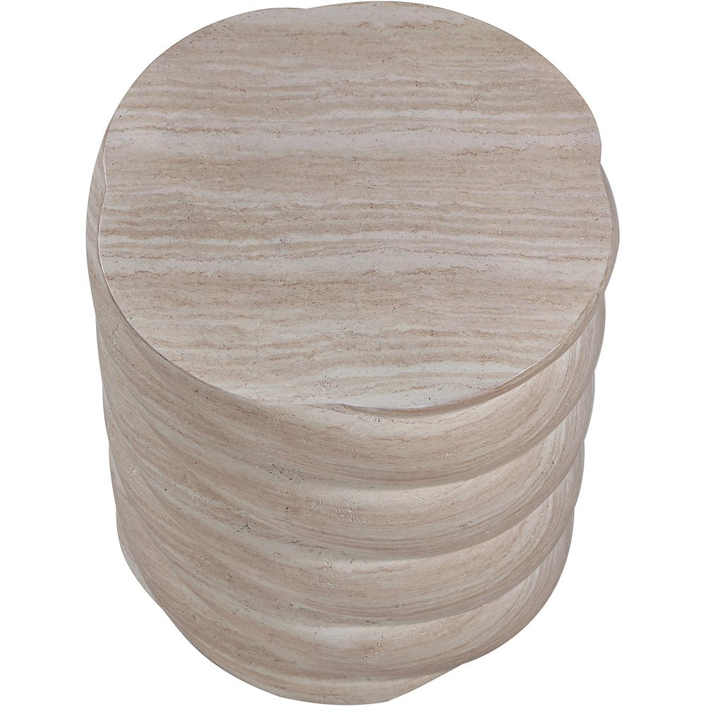 Marmet Travertine Concrete Indoor / Outdoor End / Side Table