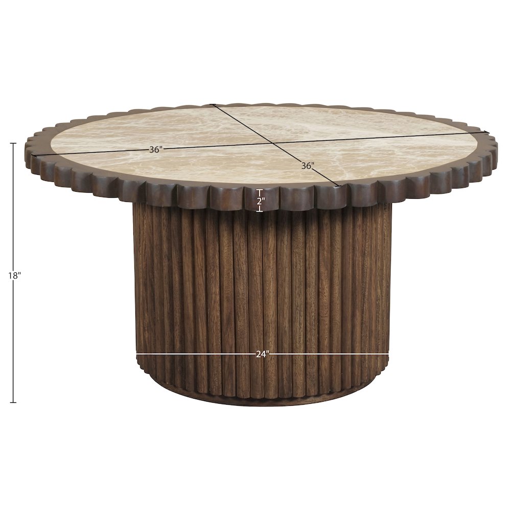 Elvira Beige / Brown Marble And Mango Wood Coffee Table