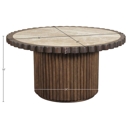 Elvira Beige / Brown Marble And Mango Wood Coffee Table