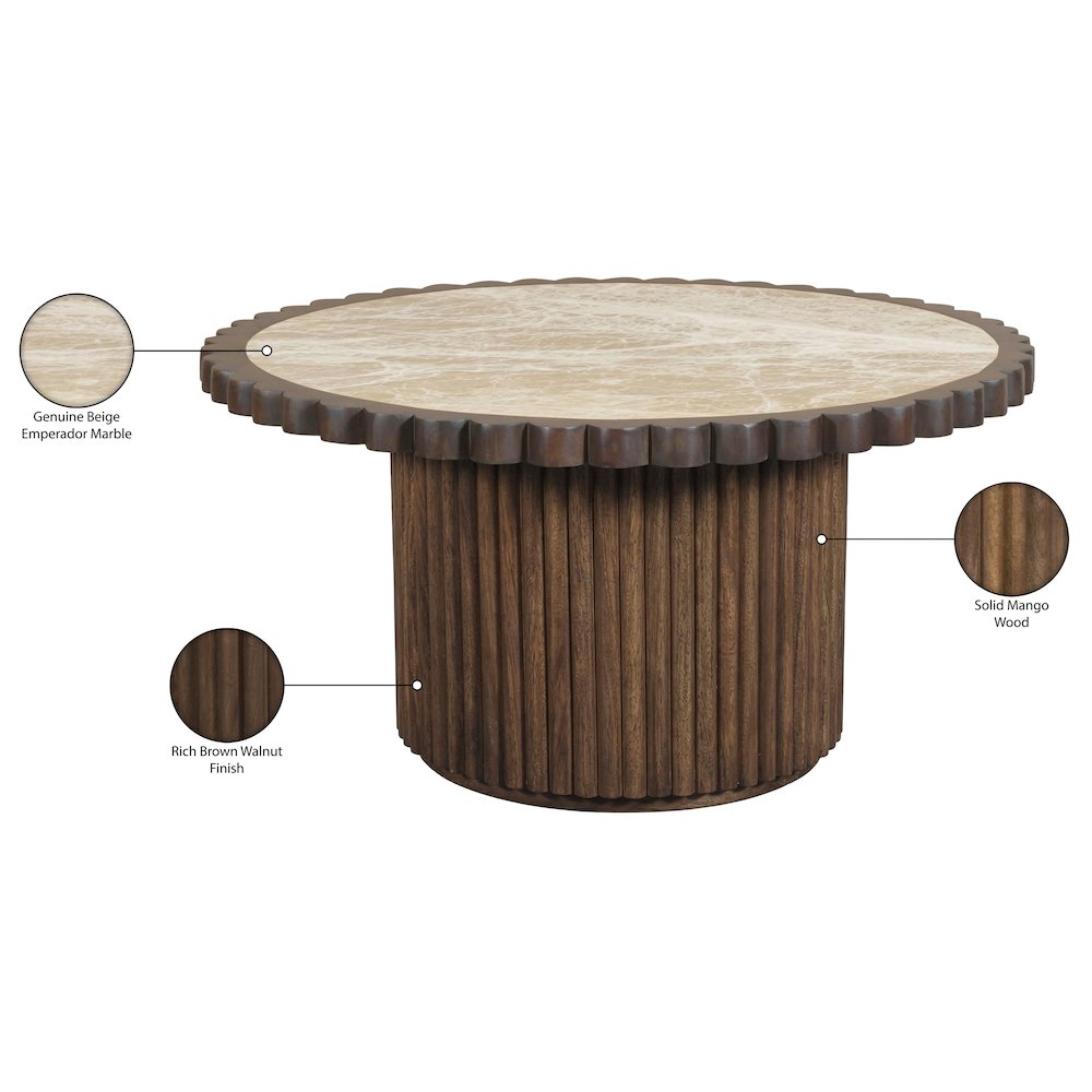 Elvira Beige / Brown Marble And Mango Wood Coffee Table