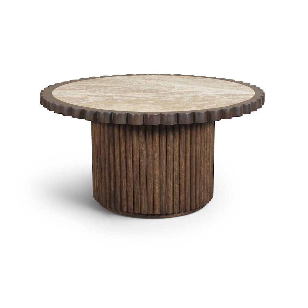 Elvira Beige / Brown Marble And Mango Wood Coffee Table