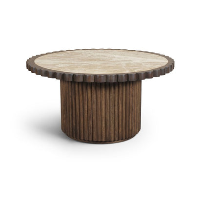 Elvira Beige / Brown Marble And Mango Wood Coffee Table