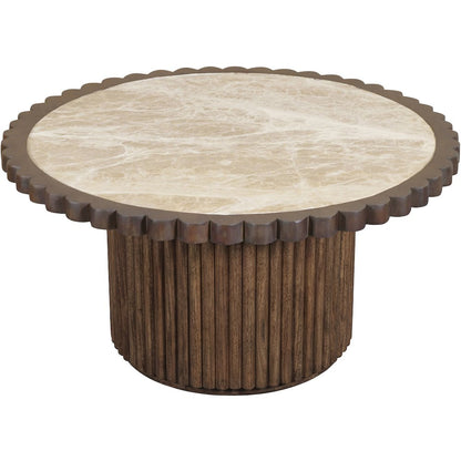 Elvira Beige / Brown Marble And Mango Wood Coffee Table