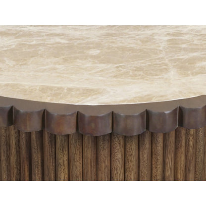 Elvira Beige / Brown Marble And Mango Wood Coffee Table