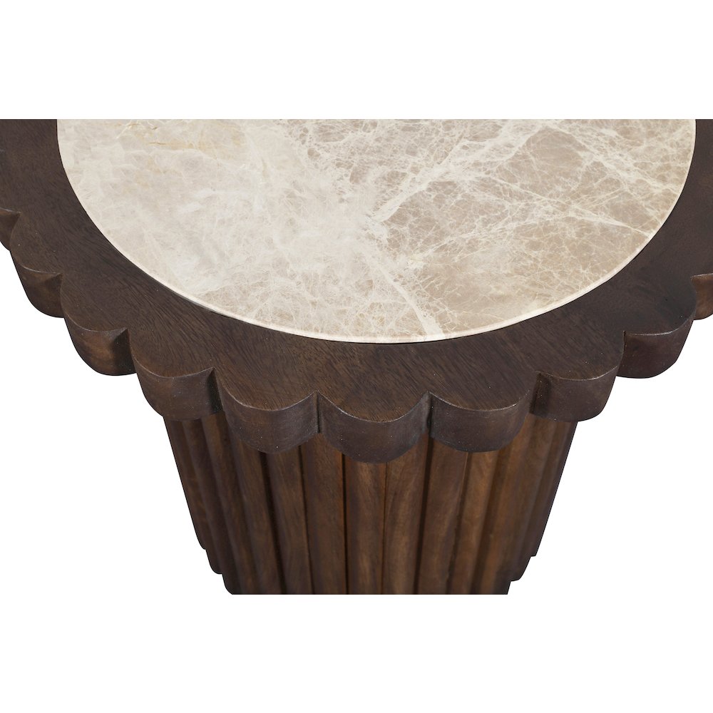 Elvira Beige / Brown Marble And Mango Wood End Table