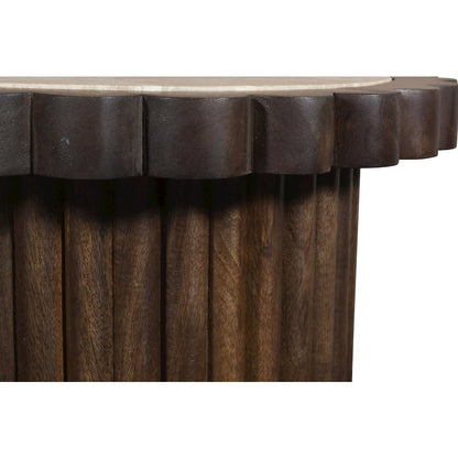Elvira Beige / Brown Marble And Mango Wood End Table