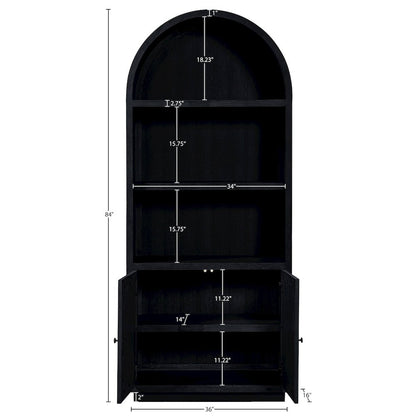 Botanical Black Solid Wood Bookcase