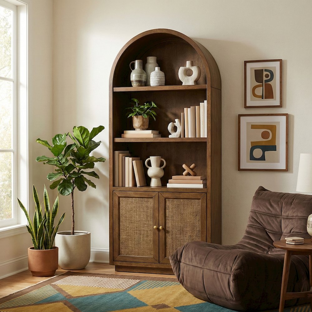 Botanical Brown Solid Wood Bookcase