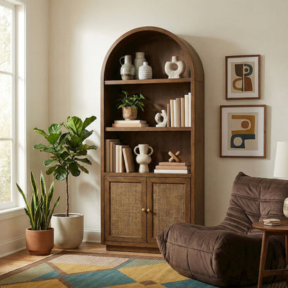Botanical Brown Solid Wood Bookcase