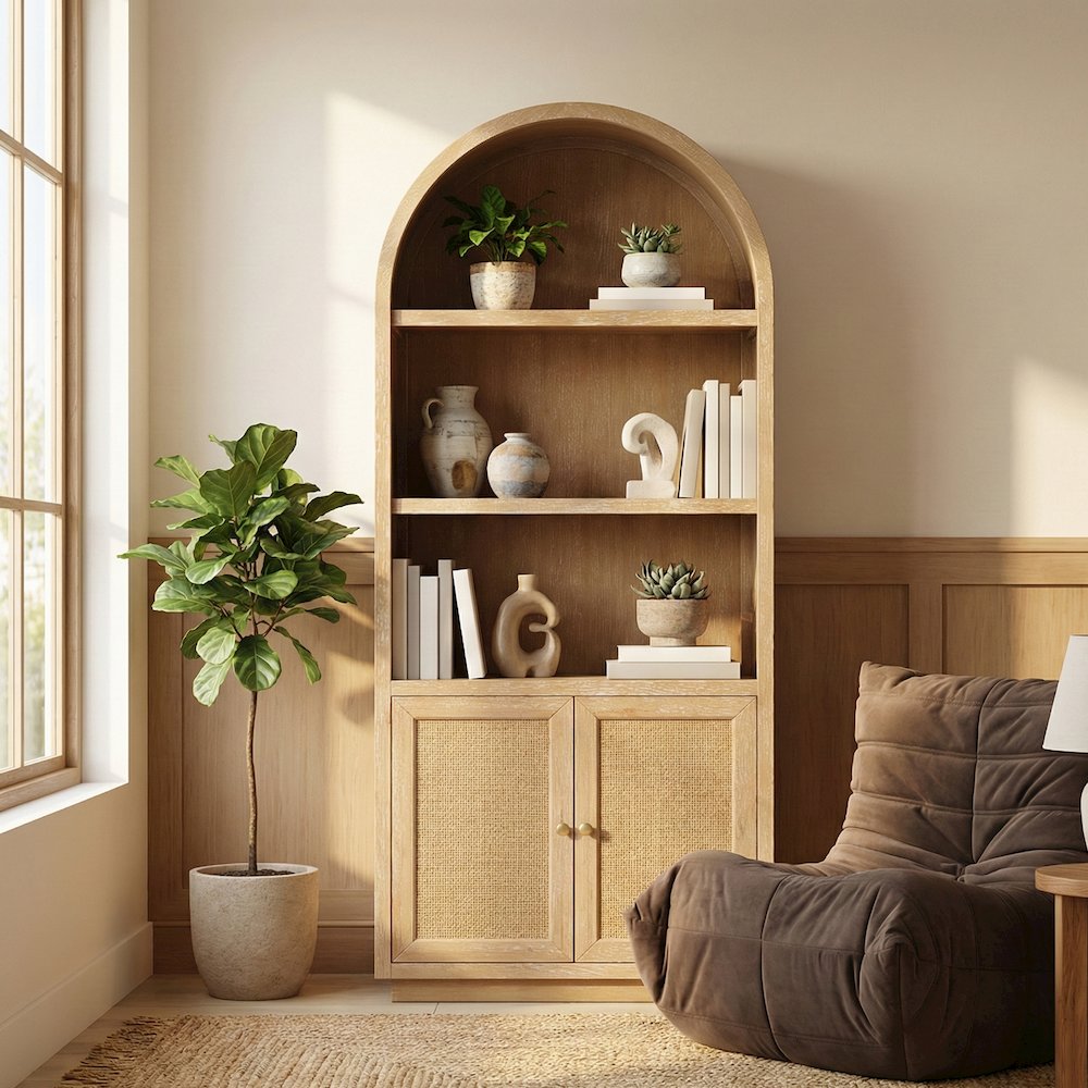 Botanical Natural Solid Wood Bookcase