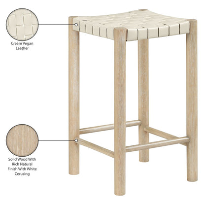 Entwine Cream Vegan Leather Upholstered Counter Stool