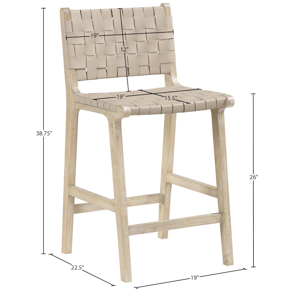Entwine Beige Vegan Leather Upholstered Counter Stool