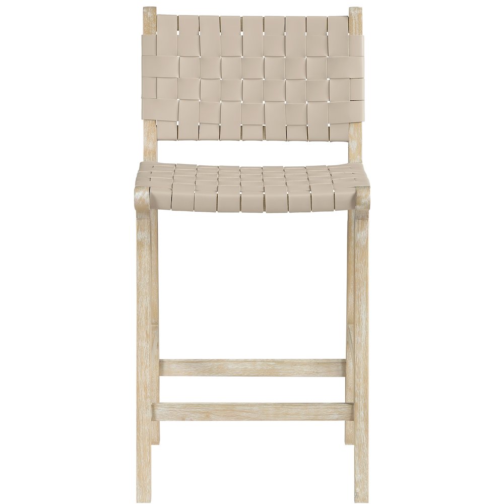 Entwine Beige Vegan Leather Upholstered Counter Stool