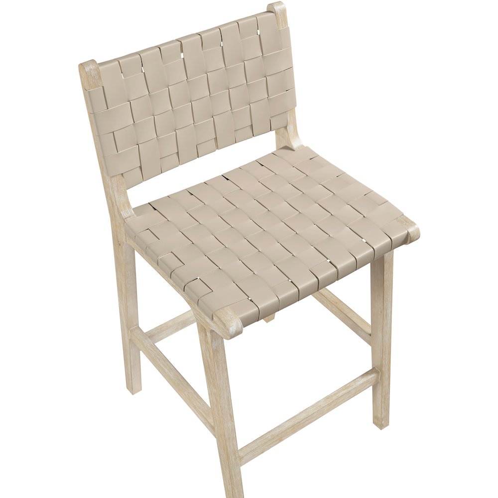 Entwine Beige Vegan Leather Upholstered Counter Stool