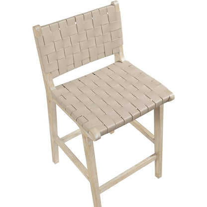 Entwine Beige Vegan Leather Upholstered Counter Stool