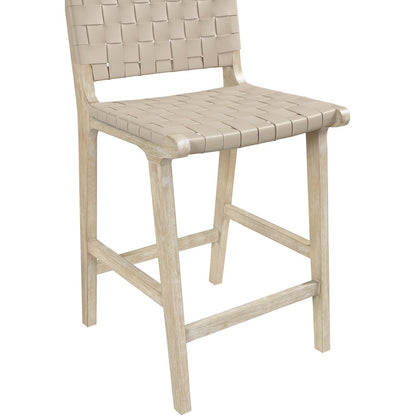Entwine Beige Vegan Leather Upholstered Counter Stool