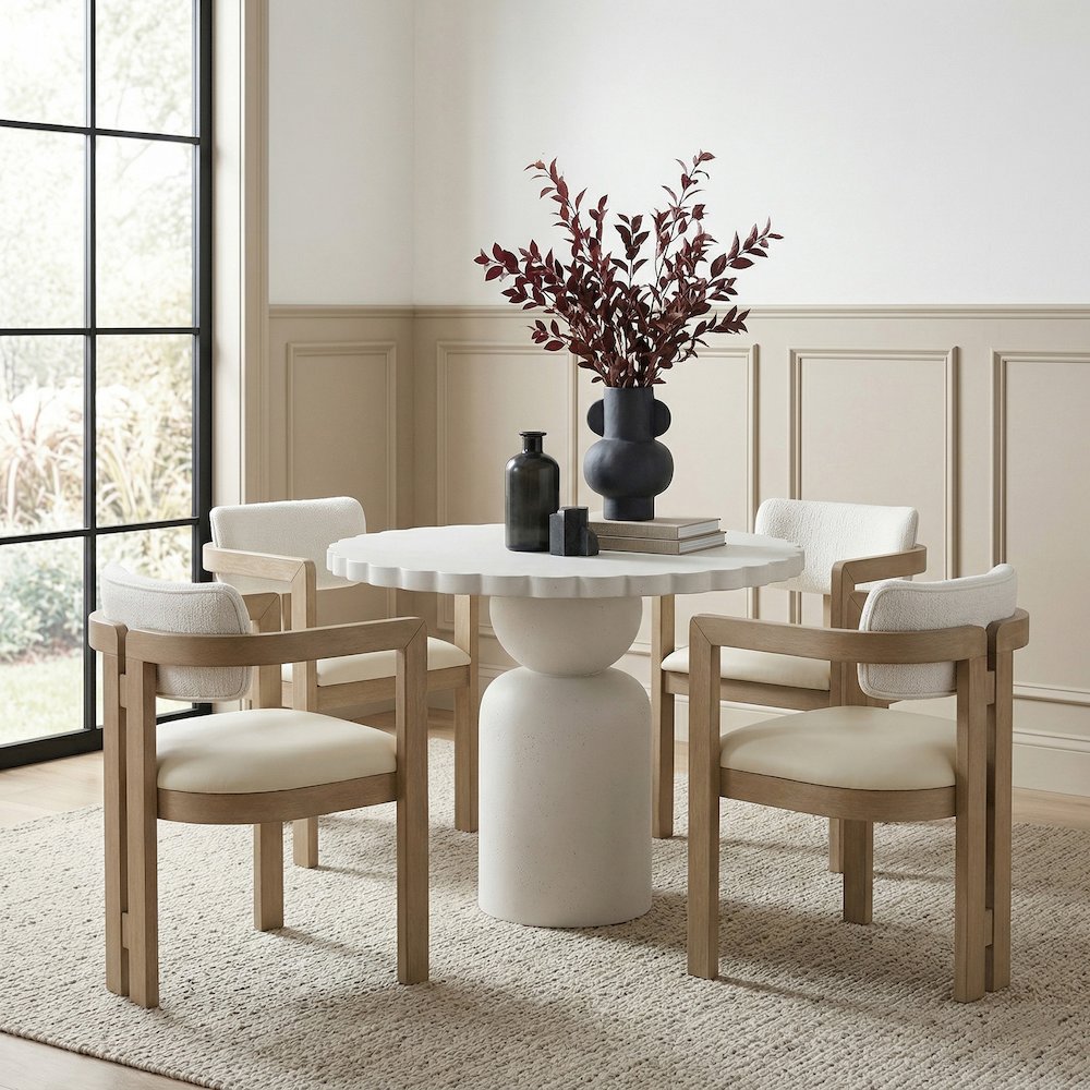 Petalia 36" Cream Concrete Indoor / Outdoor Dining Table