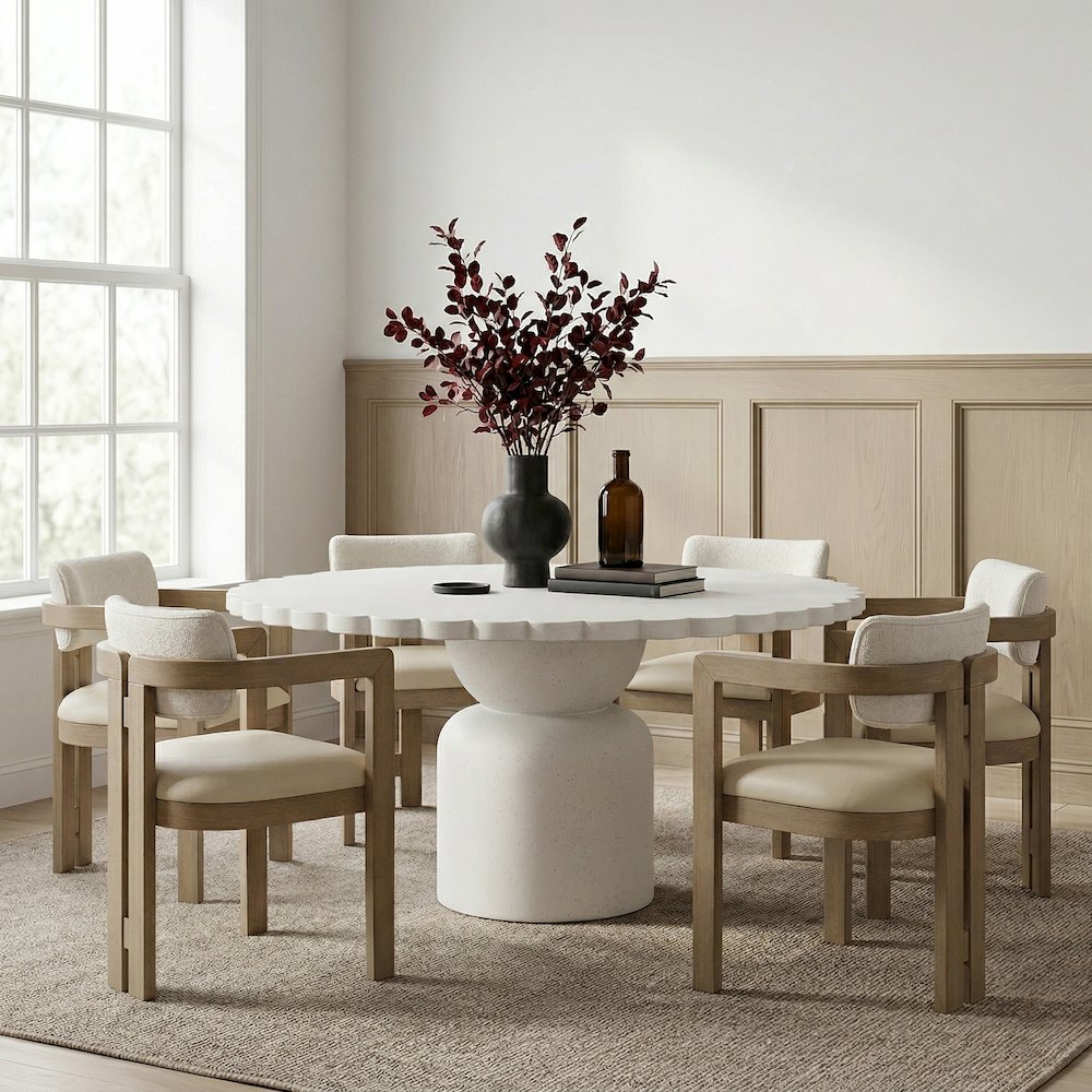 Petalia 60" Cream Concrete Indoor / Outdoor Dining Table
