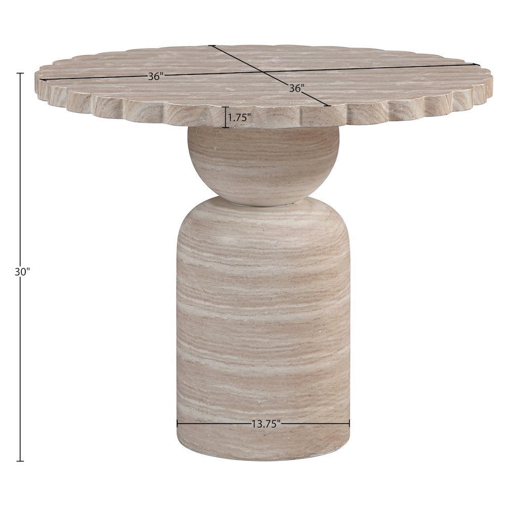 Petalia 36" Travertine Concrete Indoor / Outdoor Dining Table