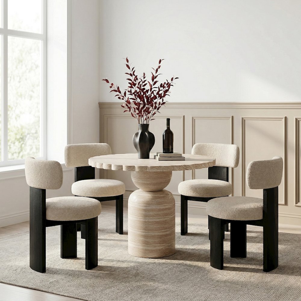 Petalia 36" Travertine Concrete Indoor / Outdoor Dining Table