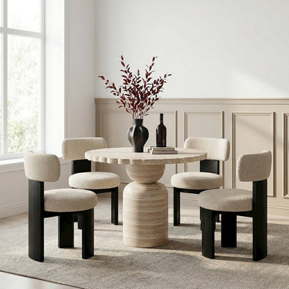 Petalia 36" Travertine Concrete Indoor / Outdoor Dining Table