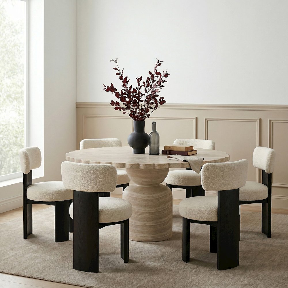 Petalia 54" Travertine Concrete Indoor / Outdoor Dining Table