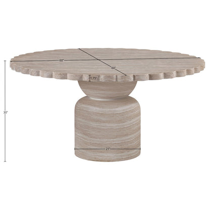 Petalia 60" Travertine Concrete Indoor / Outdoor Dining Table