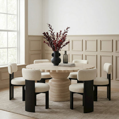 Petalia 60" Travertine Concrete Indoor / Outdoor Dining Table