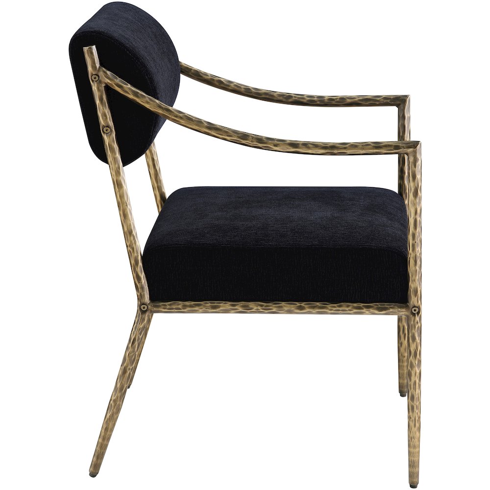 Bastille Black Chenille Fabric Upholstered Dining Arm Chair, Set of 2