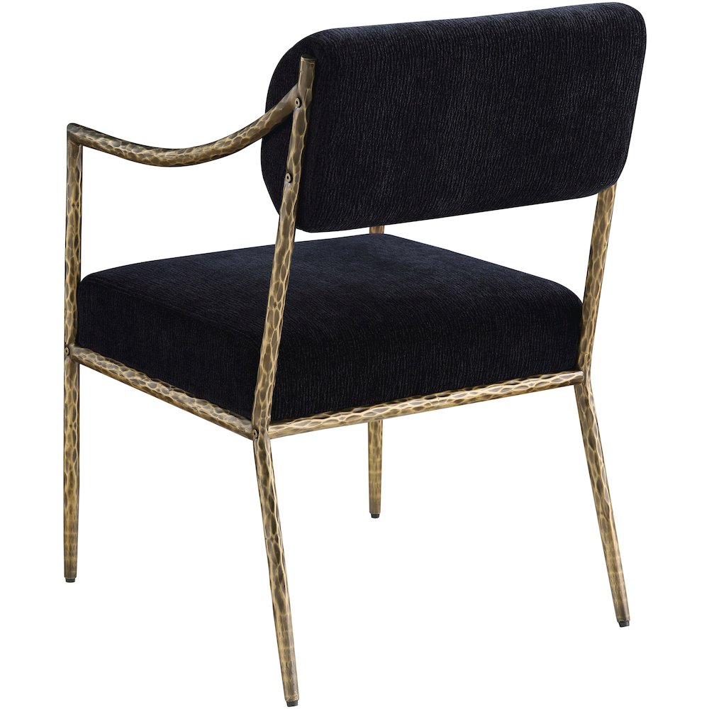 Bastille Black Chenille Fabric Upholstered Dining Arm Chair, Set of 2