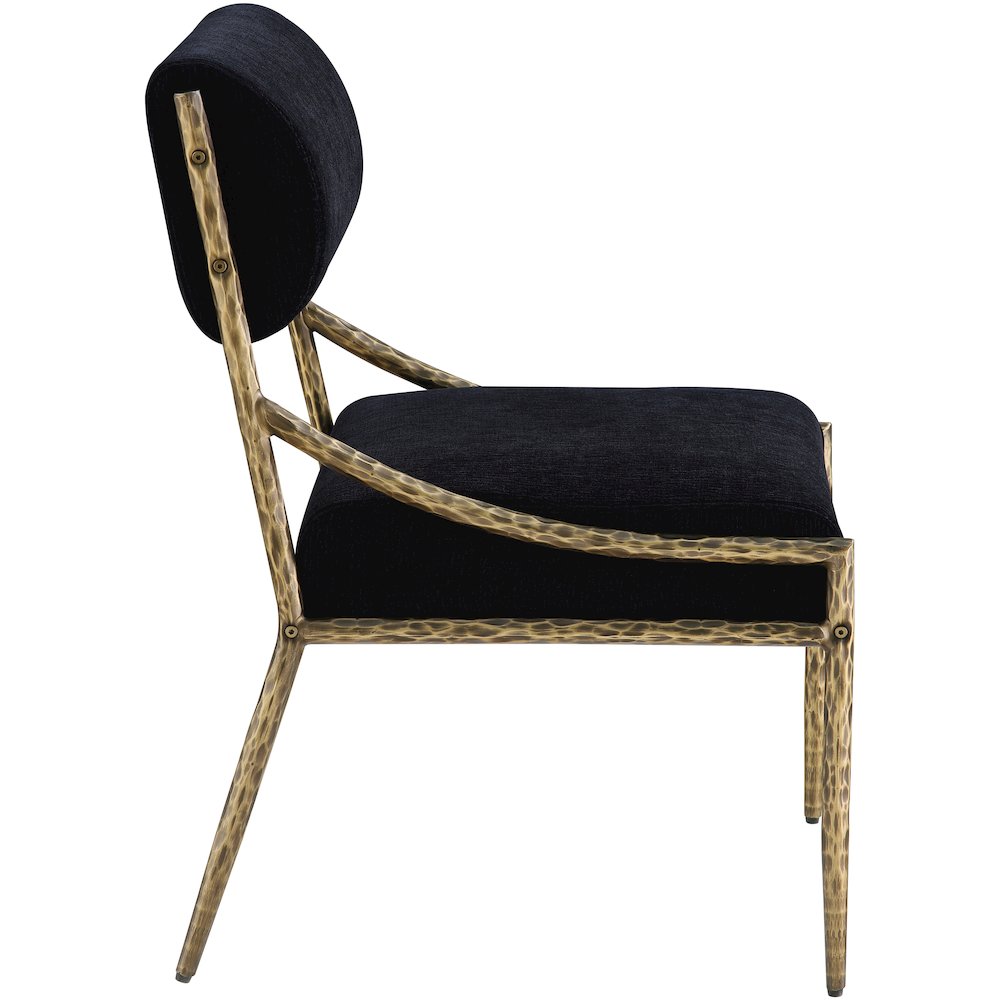 Bastille Black Chenille Fabric Upholstered Dining Side Chair, Set of 2