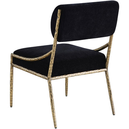 Bastille Black Chenille Fabric Upholstered Dining Side Chair, Set of 2