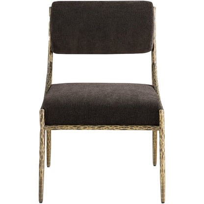 Bastille Brown Chenille Fabric Upholstered Dining Side Chair, Set of 2