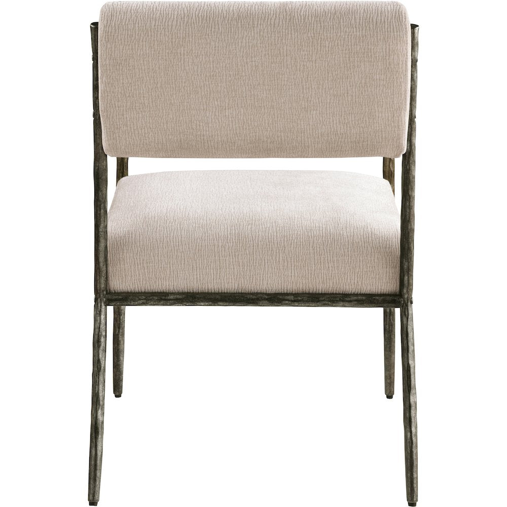 Bastille Beige Chenille Fabric Upholstered Dining Arm Chair, Set of 2