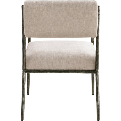Bastille Beige Chenille Fabric Upholstered Dining Arm Chair, Set of 2