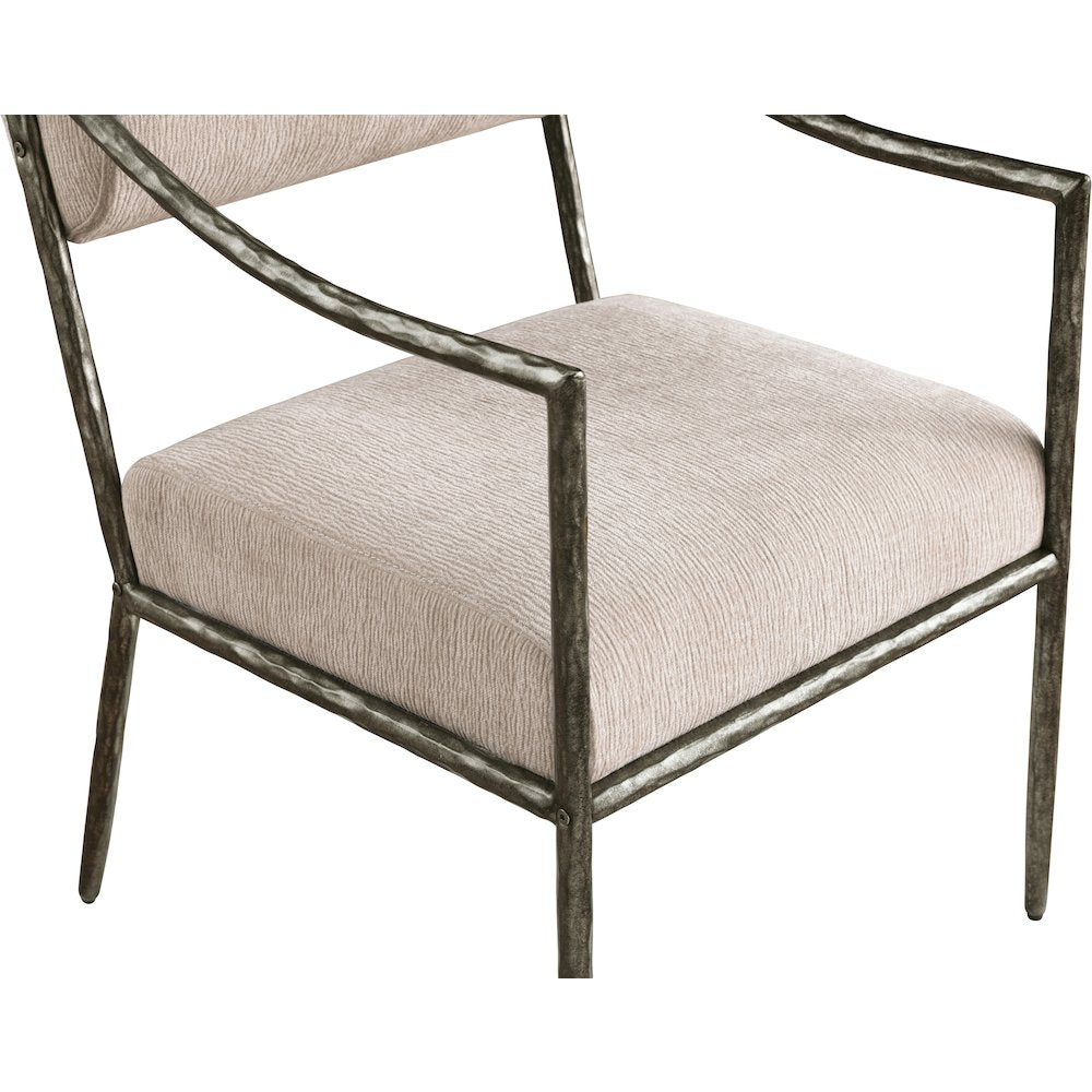 Bastille Beige Chenille Fabric Upholstered Dining Arm Chair, Set of 2