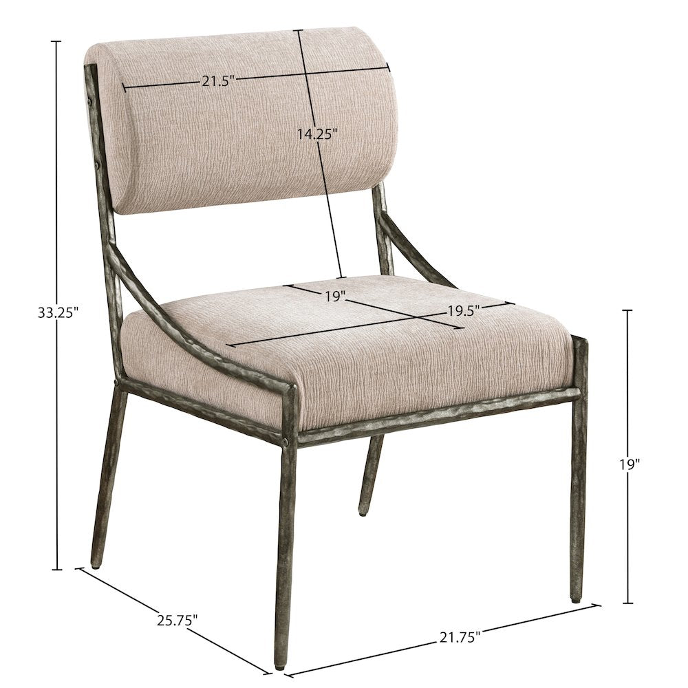 Bastille Beige Chenille Fabric Upholstered Dining Side Chair, Set of 2