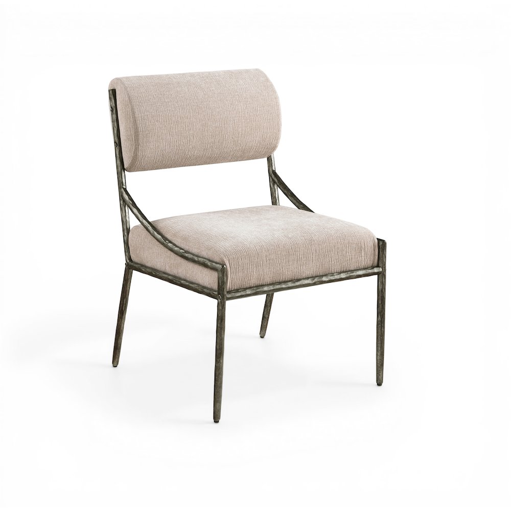 Bastille Beige Chenille Fabric Upholstered Dining Side Chair, Set of 2