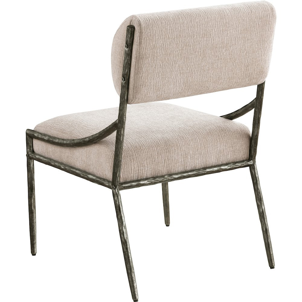 Bastille Beige Chenille Fabric Upholstered Dining Side Chair, Set of 2